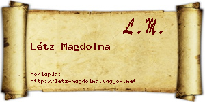 Létz Magdolna névjegykártya
